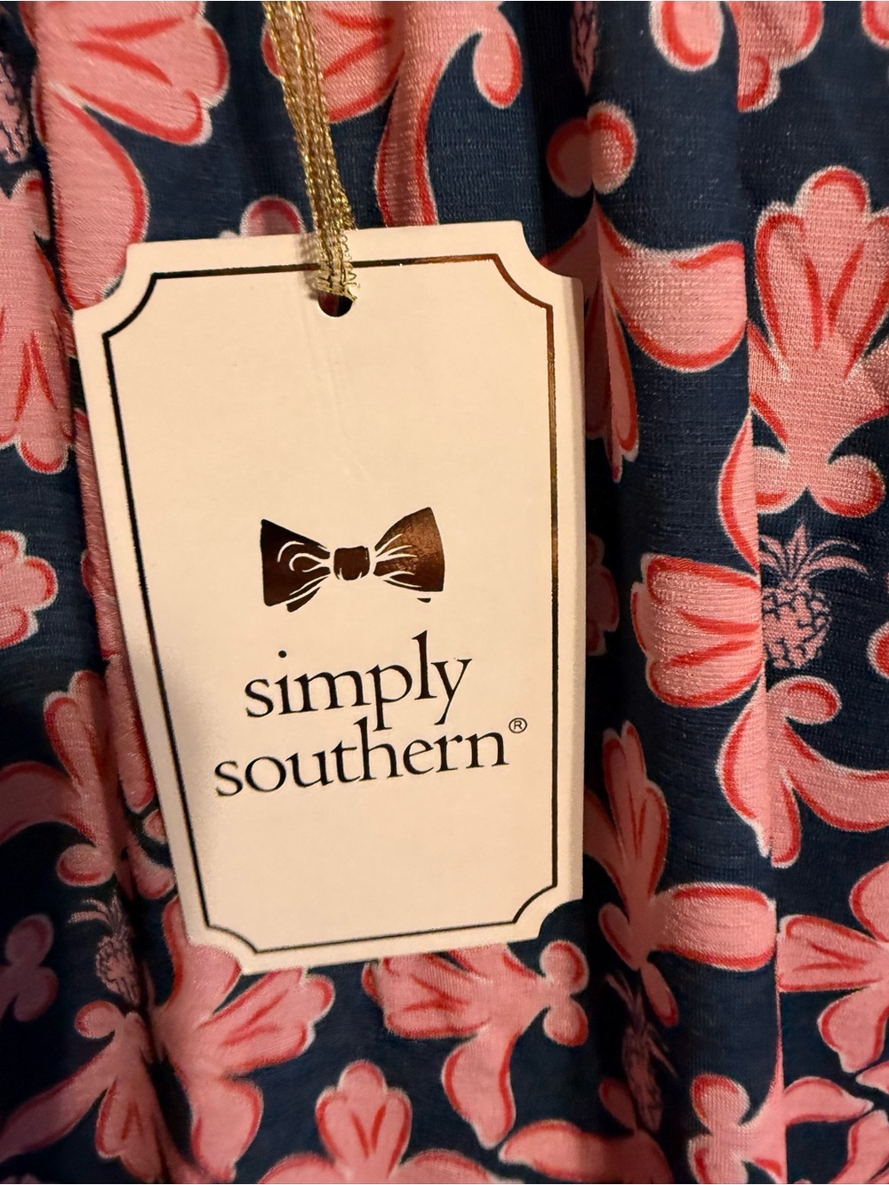 Simply Southern Navy and Pink Floral Bell-Sleeve Shift Dress - Picture 5 of 5